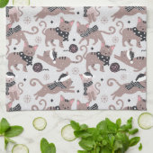 かわいいフェスティバル猫クリスマスパターン キッチンタオル (折り畳み)