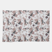 かわいいフェスティバル猫クリスマスパターン キッチンタオル (横)