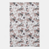 かわいいフェスティバル猫クリスマスパターン キッチンタオル (縦)