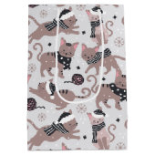 かわいいフェスティバル猫クリスマスパターン ミディアムペーパーバッグ (裏面)