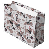 かわいいフェスティバル猫クリスマスパターン ラージペーパーバッグ (正面アングル)