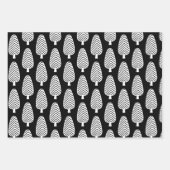 かわいいフェスティバル白黒クリスマスホリデーツリー ラッピングペーパーシート (正面3)