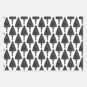 かわいいフェスティバル白黒クリスマスホリデーツリー ラッピングペーパーシート (正面2)