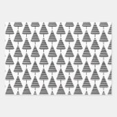 かわいいフェスティバル白黒クリスマスホリデーツリー ラッピングペーパーシート (正面)