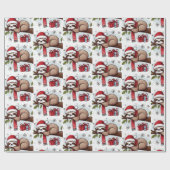 かわいいフェスティバル眠るクリスマスのナマケモノ ラッピングペーパー (フラット)