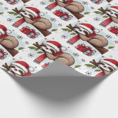 かわいいフェスティバル眠るクリスマスのナマケモノ ラッピングペーパー (角)
