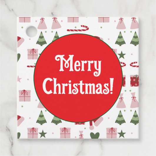 かわいいフェスティバル編集可能メリークリスマス フェイバータグ (正面)