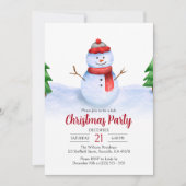 かわいいフェスティバル雪だるまキッズクリスマスパーティー 招待状 (正面)