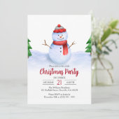 かわいいフェスティバル雪だるまキッズクリスマスパーティー 招待状 (スタンド正面)