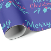 かわいいフェスティバル魔法ターコイズピンクメリークリスマス ラッピングペーパー (ロールコーナー)