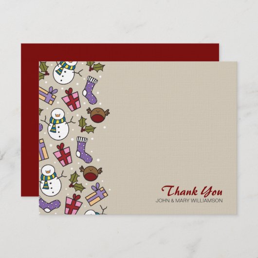 かわいいフェスティブキャラクターの感謝を伝えるフラットなカード ノートカード (正面/裏面)