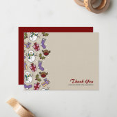 かわいいフェスティブキャラクターの感謝を伝えるフラットなメモカード ノートカード (正面/裏面インサイチュ)