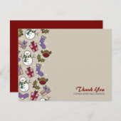 かわいいフェスティブキャラクターの感謝を伝えるフラットカード ノートカード (正面/裏面)