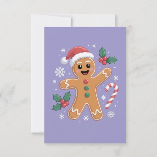 かわいいフェスティブジンジャーマンクリスマスCookie 招待状 (正面)
