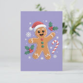 かわいいフェスティブジンジャーマンクリスマスCookie 招待状 (スタンド正面)