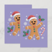 かわいいフェスティブジンジャーマンクリスマスCookie 招待状 (正面/裏面)