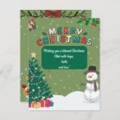 "かわいいフェスティブデザインのクリスマスカード 幸せを祈って" シーズンカード (正面/裏面)