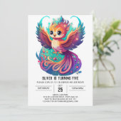かわいいフェニックスウォーターカラー誕生日招待 招待状 (スタンド正面)