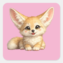 かわいいフェネックギツネのポジティブなデザイン スクエアシール