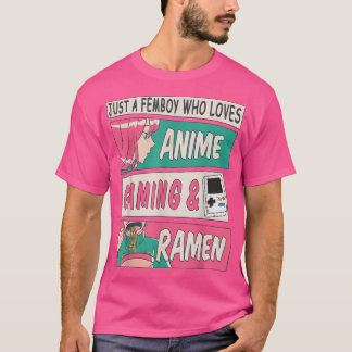 かわいいフェムボーイアニメ&ラーメンデザインシッシーマン Tシャツ