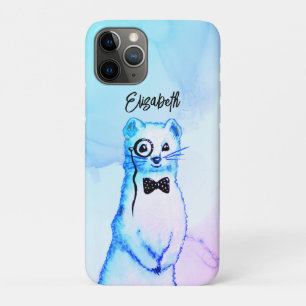 かわいいフェレットおもしろいの水彩動物名 iPhone 11 PROケース