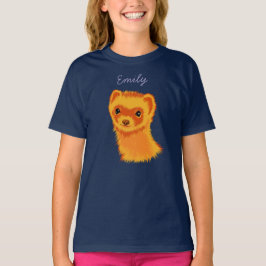 かわいいフェレットのアートガール名 Tシャツ
