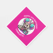 かわいいフェレットをテーマにした少女の誕生日 パーソナライズされた スタンダードランチョンナプキン (角)