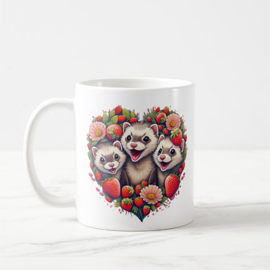 かわいいフェレットコテージコアマグ コーヒーマグカップ (左)