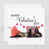 かわいいフェレットバレンタインデーハートラブ シーズンカード (正面/裏面)