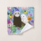 かわいいフェレットフローラ バスタオルセット (ウォッシュタオル)