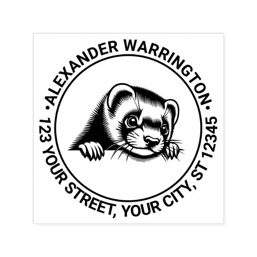 かわいいフェレットヘッドピーキングネーム差出人住所 セルフインキングスタンプ (デザイン)