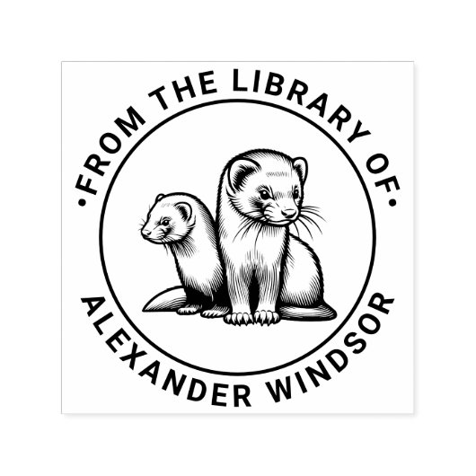 かわいいフェレット2冊の図書名 セルフインキングスタンプ (デザイン)
