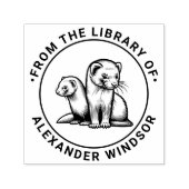 かわいいフェレット2匹 ライブラリーの本の名前 セルフインキングスタンプ (デザイン)