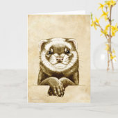 かわいいフェレット カード (黄色い花)