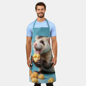 かわいいフェレー食べ物トのチーズパフ エプロン (着用した状態)