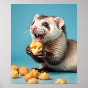 かわいいフェレー食べ物トのチーズパフ ポスター