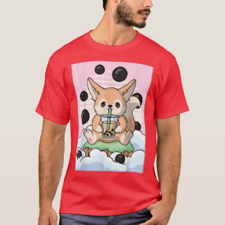 かわいいフェンネックキツネバブルボバミルクティー日本のエ Tシャツ