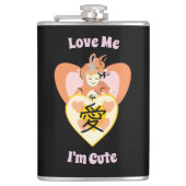 かわいいフォックスコスプレラブハート フラスク (正面)