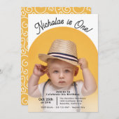 かわいいフォトアーチこども誕生日パーティー 招待状 (正面/裏面)