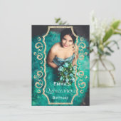 かわいいフォトキンセニェラ誕生日パーティーの招待 招待状 (スタンド正面)