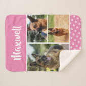 かわいいフォトコラージュのペット犬の名前 シェルパブランケット (正面(横))