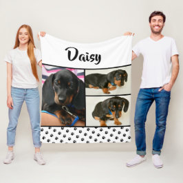 かわいいフォトコラージュのペット犬の名前 フリースブランケット