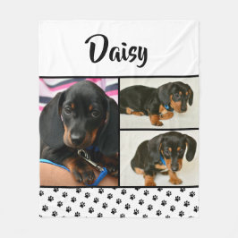 かわいいフォトコラージュのペット犬の名前 フリースブランケット