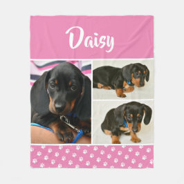 かわいいフォトコラージュのペット犬の名前 フリースブランケット