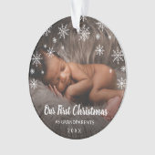 かわいいフォトスノーフレーク祖父母の初めてのクリスマス オーナメント (正面)