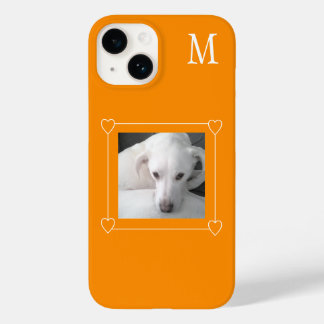 かわいいフォトドッグ独身のイニシャルオレンジ Case-Mate iPhone 14ケース