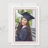 かわいいフォトピンクのコケット弓卒業 招待状 (裏面)