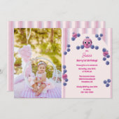 かわいいフォトベリーファースト誕生日キッズパーティー 招待状 (正面/裏面)