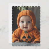 かわいいフォトリトルカボチャ最初の誕生日パーティー 招待状 (裏面)