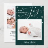 かわいいフォントのクリスマス 出生お知らせ 写真 シーズンカード (正面/裏面)